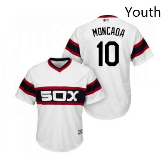 Youth Majestic Chicago White Sox 10 Yoan Moncada Replica White 2013 Alternate Home Cool Base MLB Jerseys